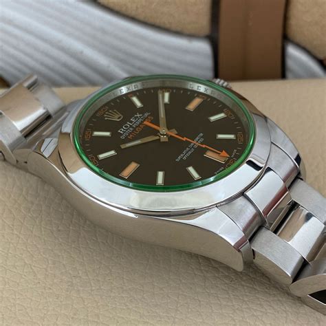 rolex milgauss green glass price|rolex milgauss vetro verde.